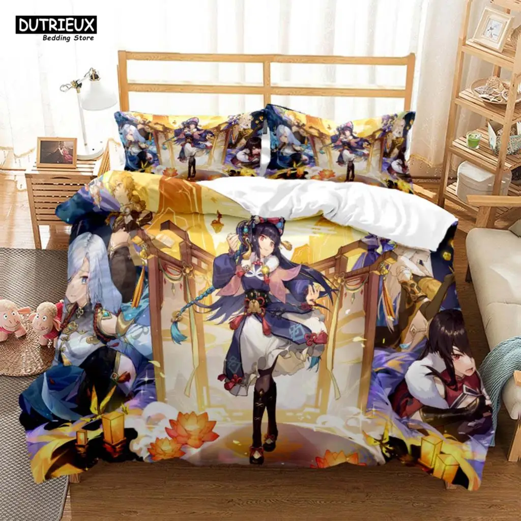 

Genshin Impact Animation Cartoon Soft And Comfortable Customizable Comforter Bedding Sets Bedding Set Luxury Quilt Cover