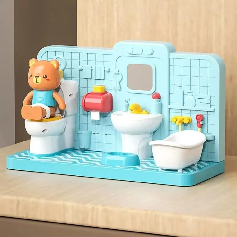 浴槽のクマのシミュレーション、浴室啓発装飾、面白い電子トイレシミュレーションモデル、ドールハウス家具