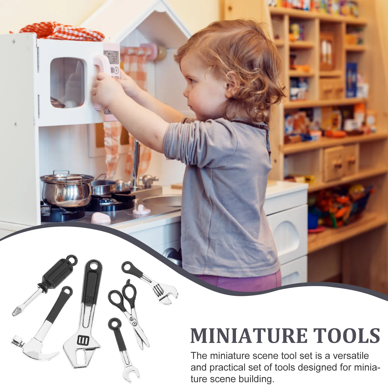 

Miniature Tools Set Mini Hammer Wrench Tiny Toys House Accessories Decor Props Smooth Surface Lightweight Safe Mini Scene