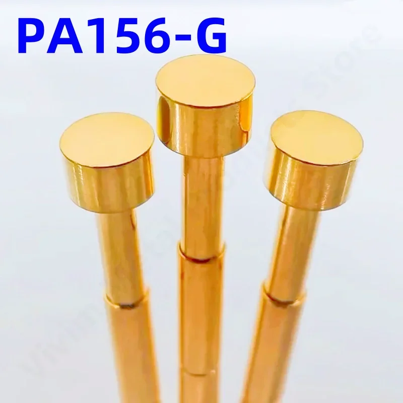 100 Uds Pogo Pin P156-G cabeza plana sonda de prueba de resorte Material de latón 2,36mm/0,1 pulgadas diámetro del tubo 34mm/1,3 pulgadas sondas de prueba PCB