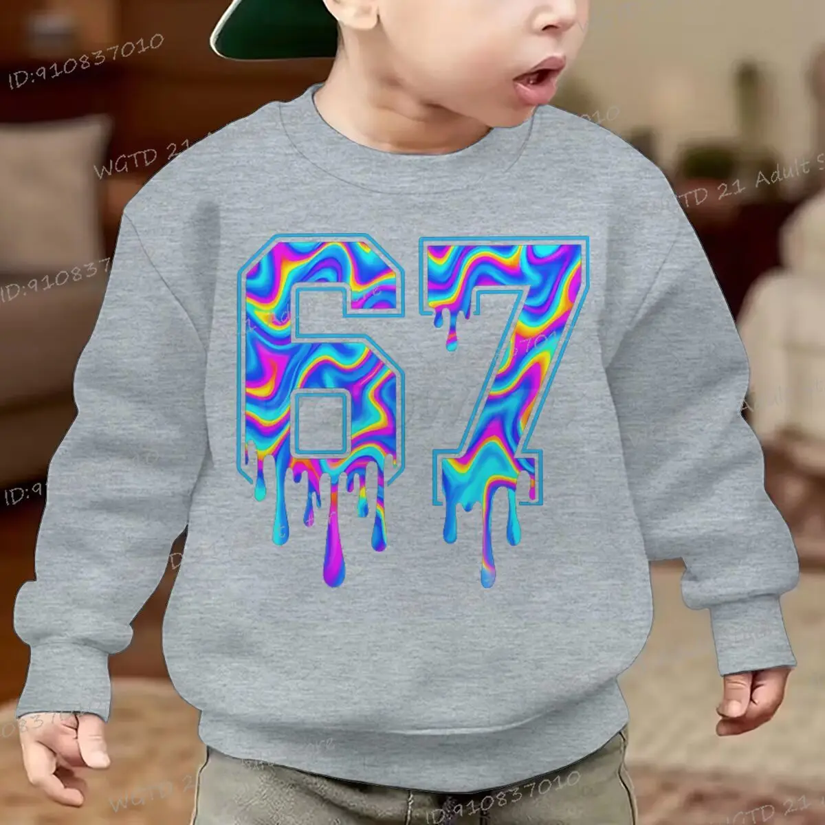 العصرية 67 ميمي الاطفال البلوز مضحك الشرير نمط ستة سبعة طفل البلوز المألوف النساء الرجال طويلة الأكمام 67 بلوزات #4