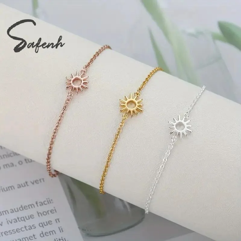 Sun Hollow Bracelets For Women Stainless Steel Hand Chain Bracelet Jewelry Accessories Valentines,Mom,Mother,Mother's Day,Gift
