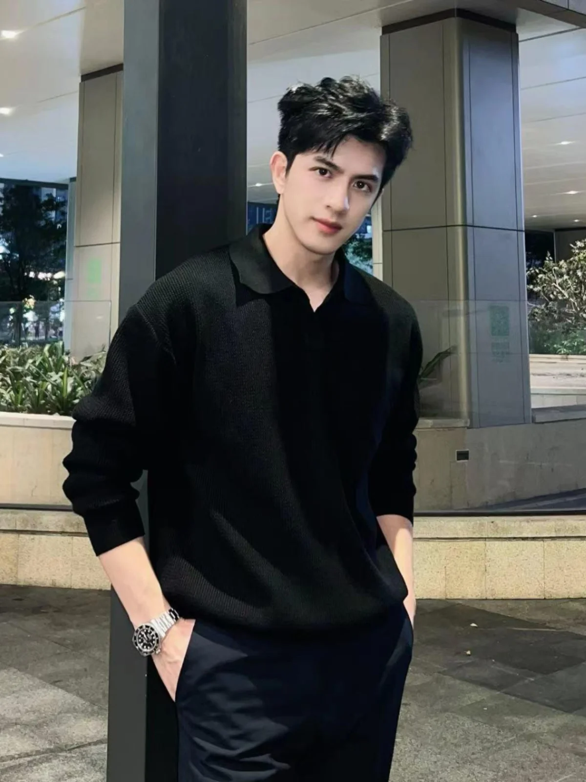 

Briti Preppy Sle irt Мужской модный вязаный свитер Bla Base Layer irt можно носить на улице Повседневная зимняя одежда Lo...