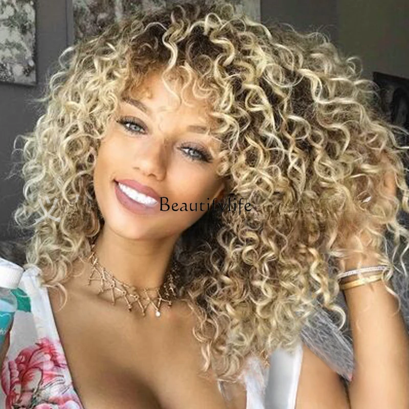 

European and American wigs short curly hair explosive head headgear