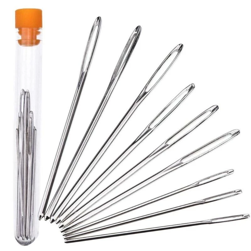 9Pcs Large Eye Sewing Blunt Needles Stainless Steel Embroidery Crafting Knitting Stringing Needles For Finishing Off Crochet