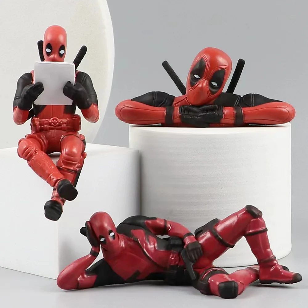 

10cm Marvel Deadpool X-Men Model Anime Ornament Desktop Handmade Cute Doll Funny Pose Home Office Car Decoration Toy Gift