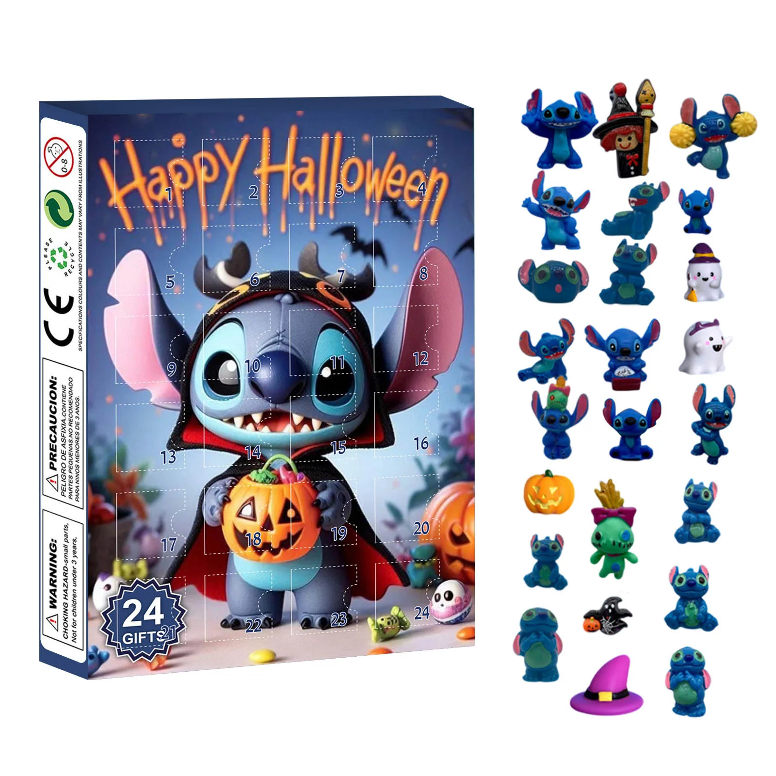 

Anime Lilo & Stitch Halloween Angel Advent Calendar Box Kawaii Stitch Cartoon Figure Model Kid Toys Christmas Surprise Gifts