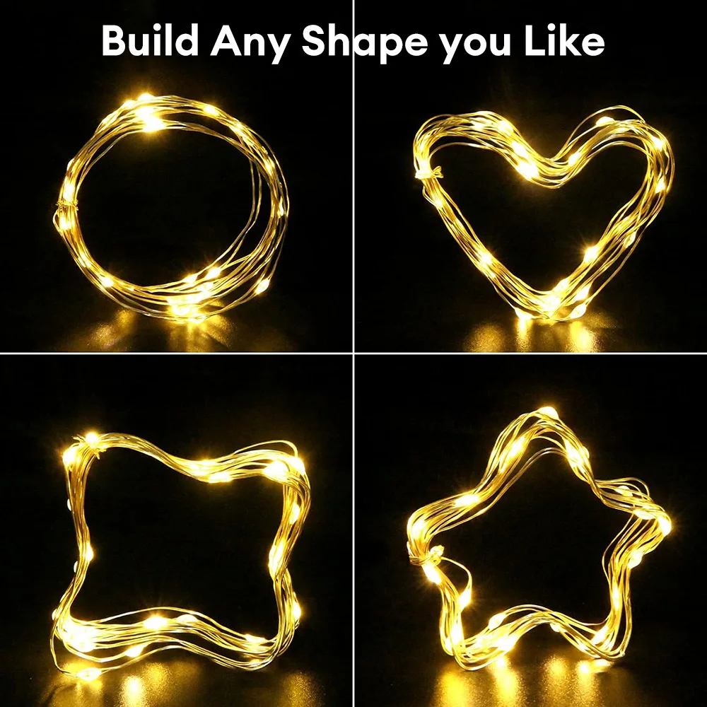 5M/10M LED Strip Light Room Decor oświetlenie z miedzianymi przewodami USB ze zdalnym światłem sznurek dekoracyjny zewnętrzne fantazyjne lampka String