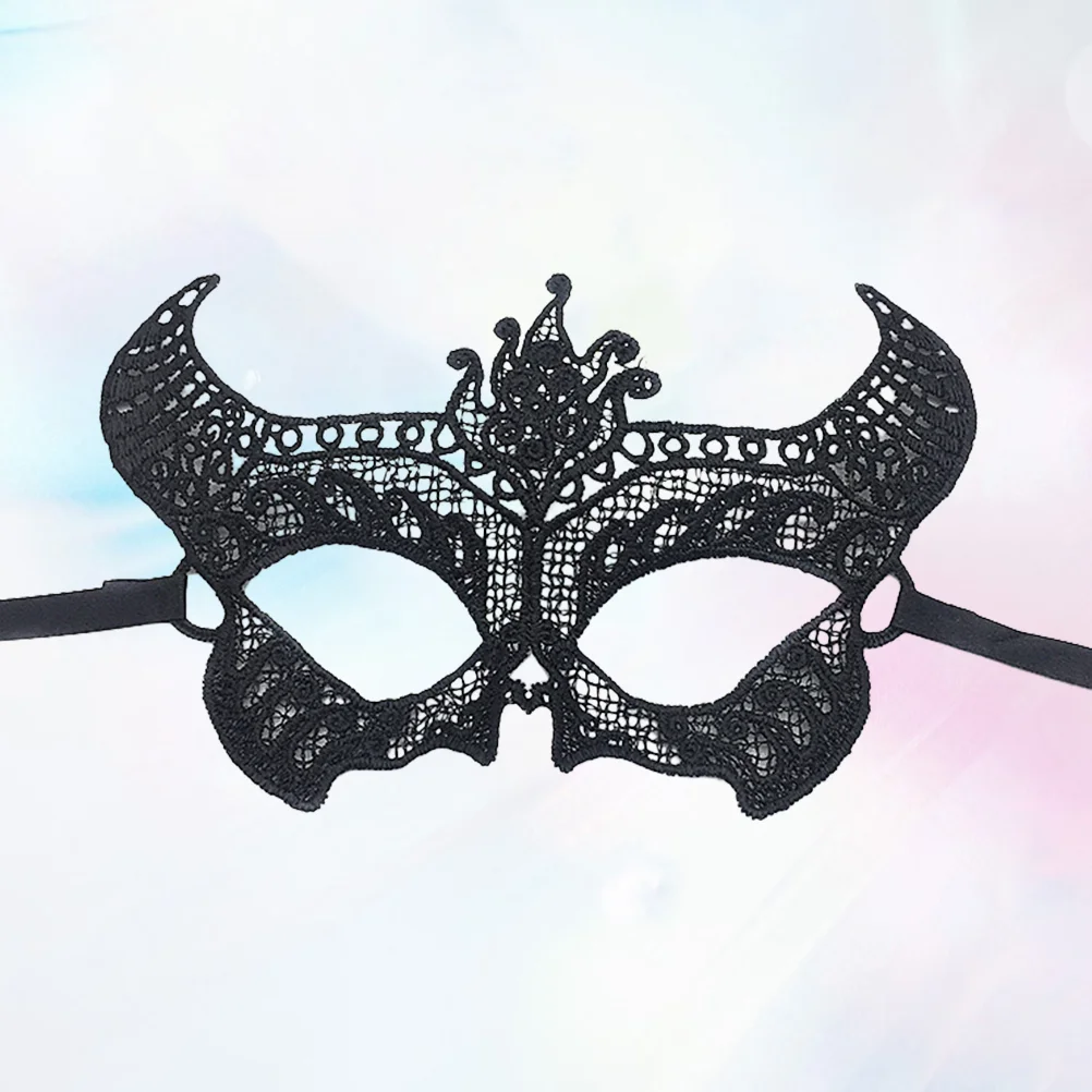 Women Luxury Lace Eyemask Mask Attached Ribbons Ox Horn Half Face Mask Decorationfor Halloween Masquerade Ball Party Costume