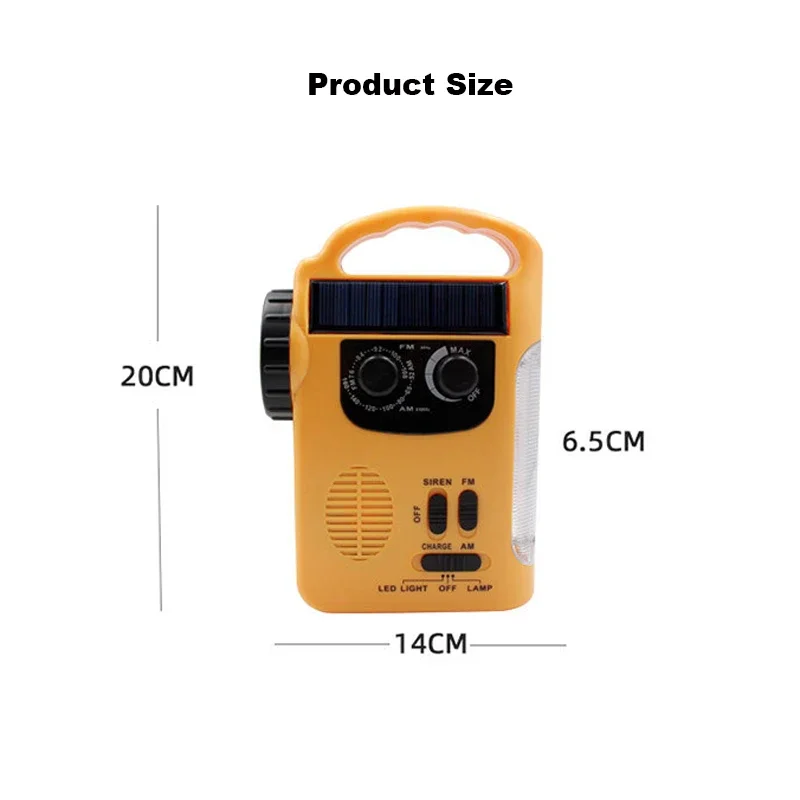 Portable Hand Cranked Generator Solar Charged Generator LED Light AM/FM Radio Outdoor Camping Emergency Mobile Phone Power Bank