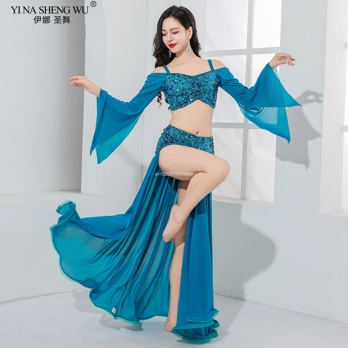 Oriental Belly Dance Costumes Sequins Top Long Skirt Women Belly Dance Practice Suit Peforessional Bellydance Outfits For Women