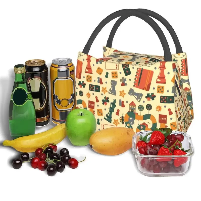 Custom Fashion Board Game Lunch Bag Women Warm Cooler Insulated Lunch box per Picnic Camping Work Travel lunchbag