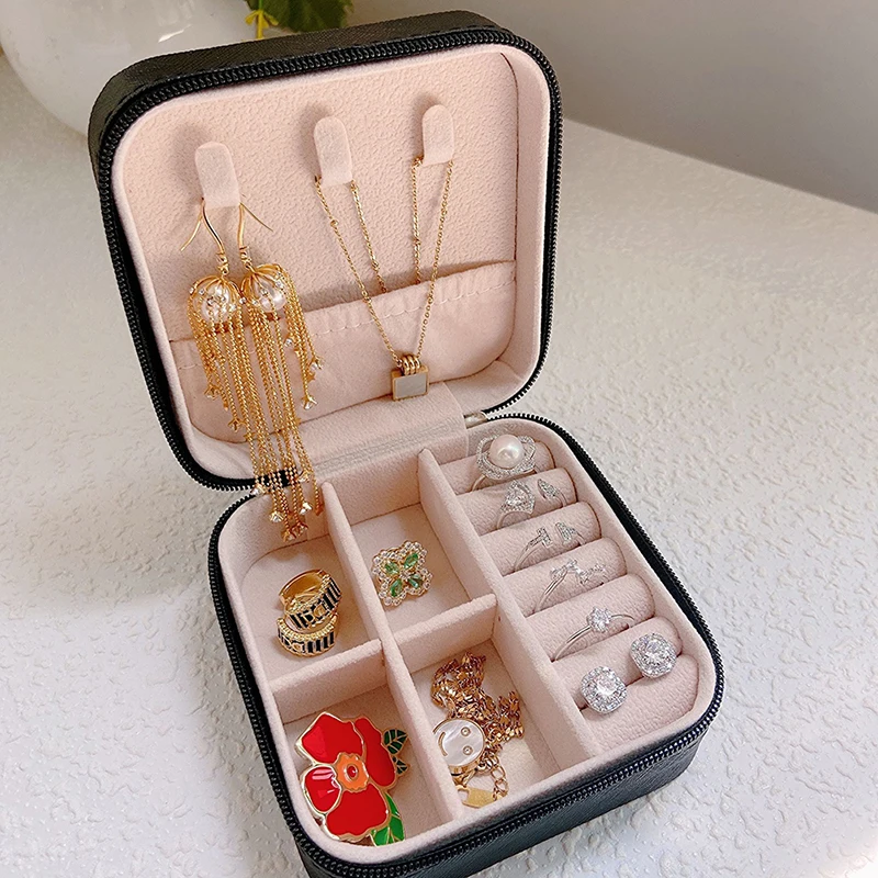 1Pc Jewelry Organizer Display Storage Box Travel Earrings Ring Jewelry Case Box