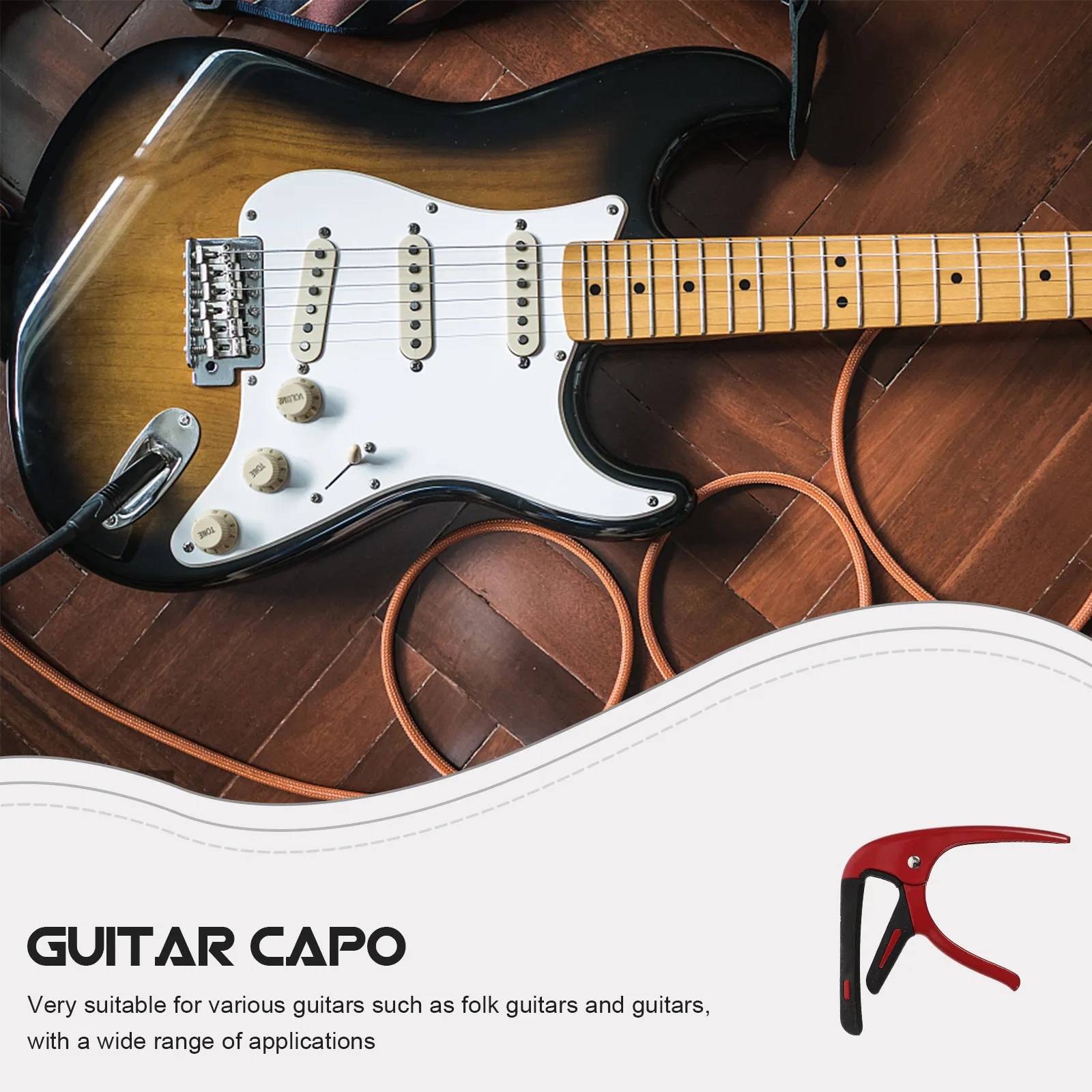 1Set Guitar Capo Tone Modified Clamp Portable Metal Clip with Picks Multi-Function Guitar Clamp Accessory Suitable for Electric