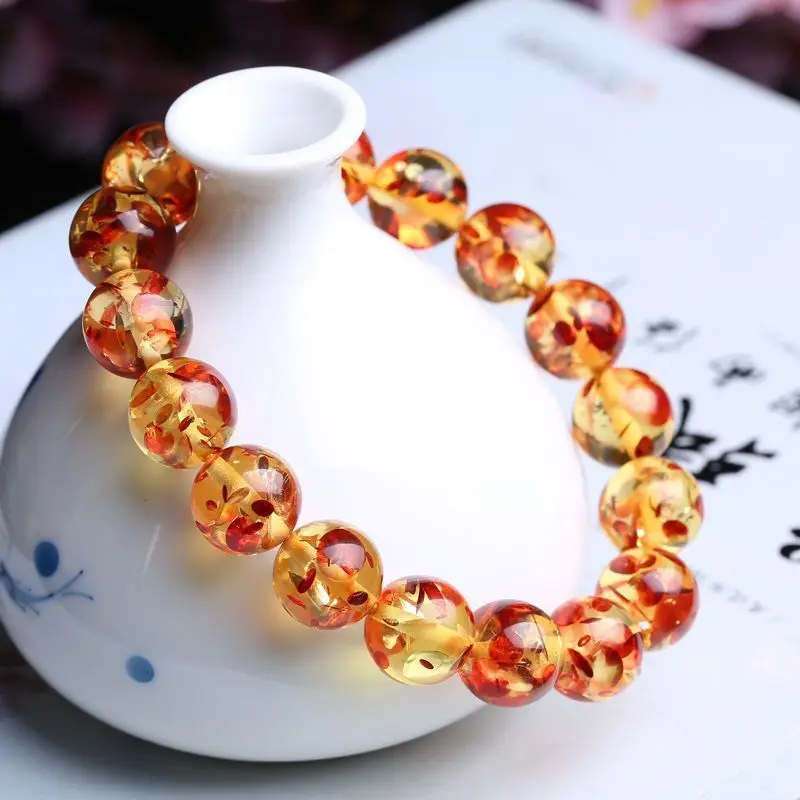 UMQ Original Collection Natural Beeswax Bracelet Amber Piebald Amber Good Luck Fortune Men's and Women's Bracelets