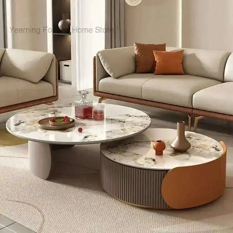 

Rock Coffee Living Room Modern Simple Table Plate Large Round Luxury Cabinet Side Table Room Center Stolik Kawowy Furniture