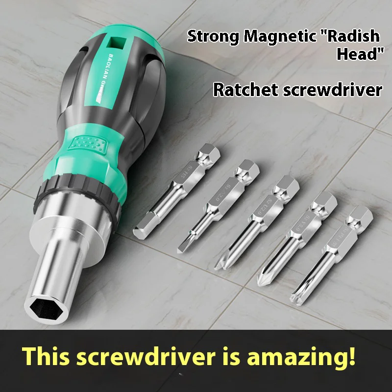 

6pcs Ratchet File Driver Bit for Electric Screwdriver Set Tools Kit With Slotted Multifunctional Repair Non-slip Handle Returns
