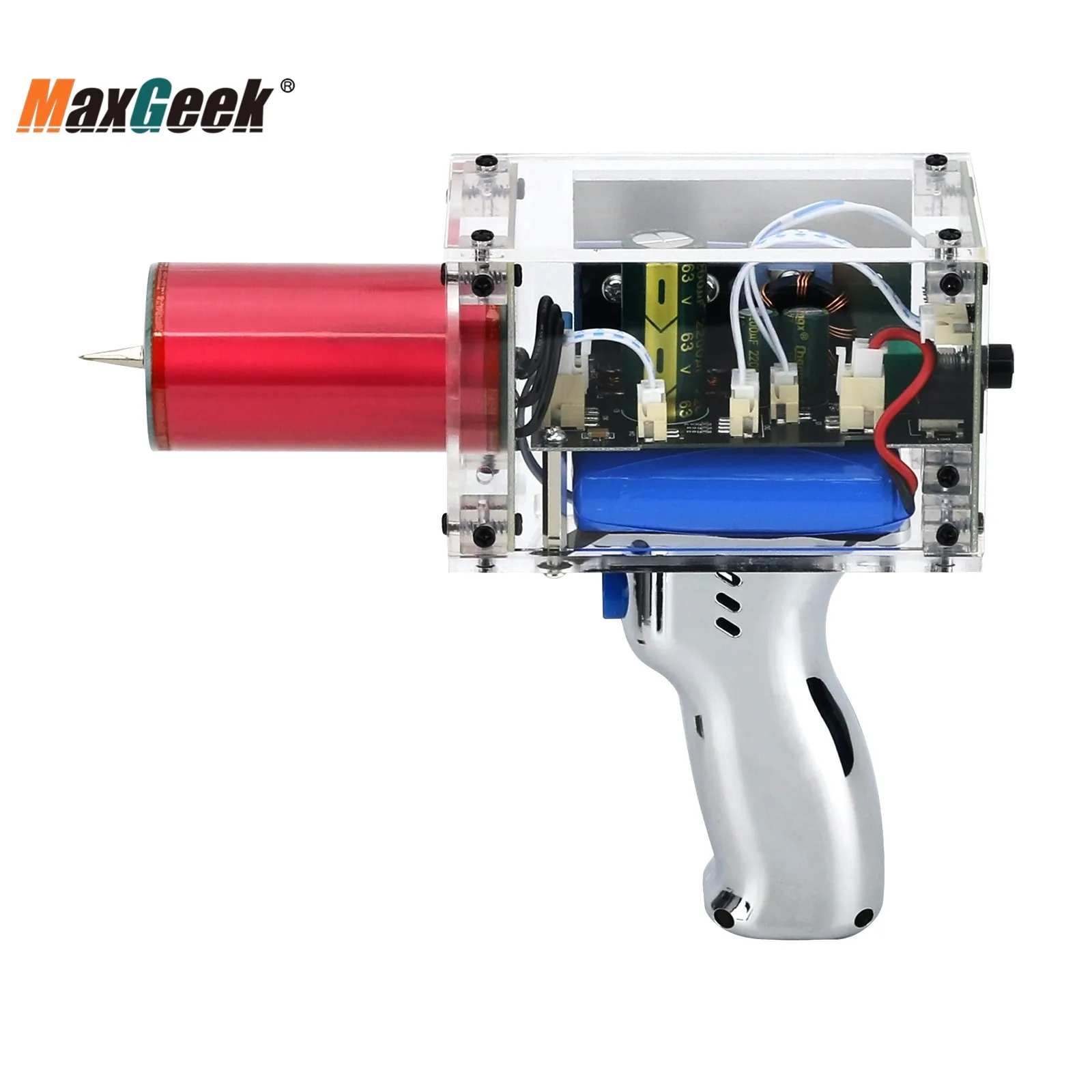 Maxgeek Third Generation Plus Enhanced Version Tesla Coil Gun Handheld Magnetic Energy Generator with Power Adapter