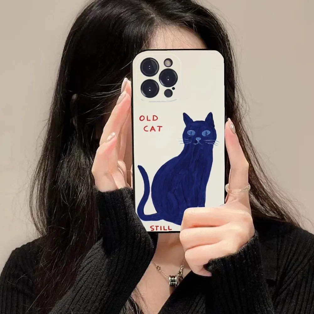 Funda de teléfono d-david Shrigley Visual Arts para iPhone 16 15 14 13 12 11 Plus,Pro Max,XS,X,XR,SE,Mini,8,7 funda negra de silicona suave