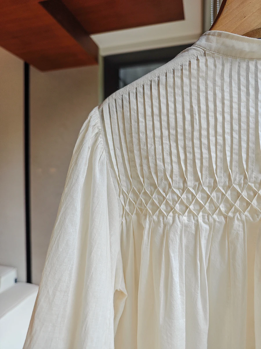 

Charming Scenery in the World Is the Girl's Smile Cotton Plant Dyeing irt Loose Fit Long Sve Sweet Sle Regular Length