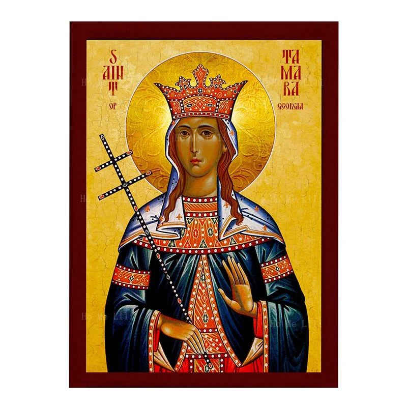 Virgin Mary Panagia Greek Orthodox Icon Of St Tamara Georgia Byzantine Religious Canvas Wall Art For Livingroom Bedroom Decor