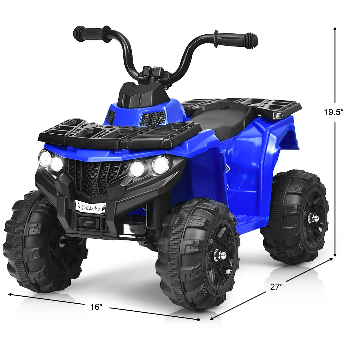 รถ ATV ขับเคลื่อน4ล้อ6V สำหรับเด็กที่ใช้แบตเตอรี่พร้อม MP3และสีฟ้า lampu depan LED