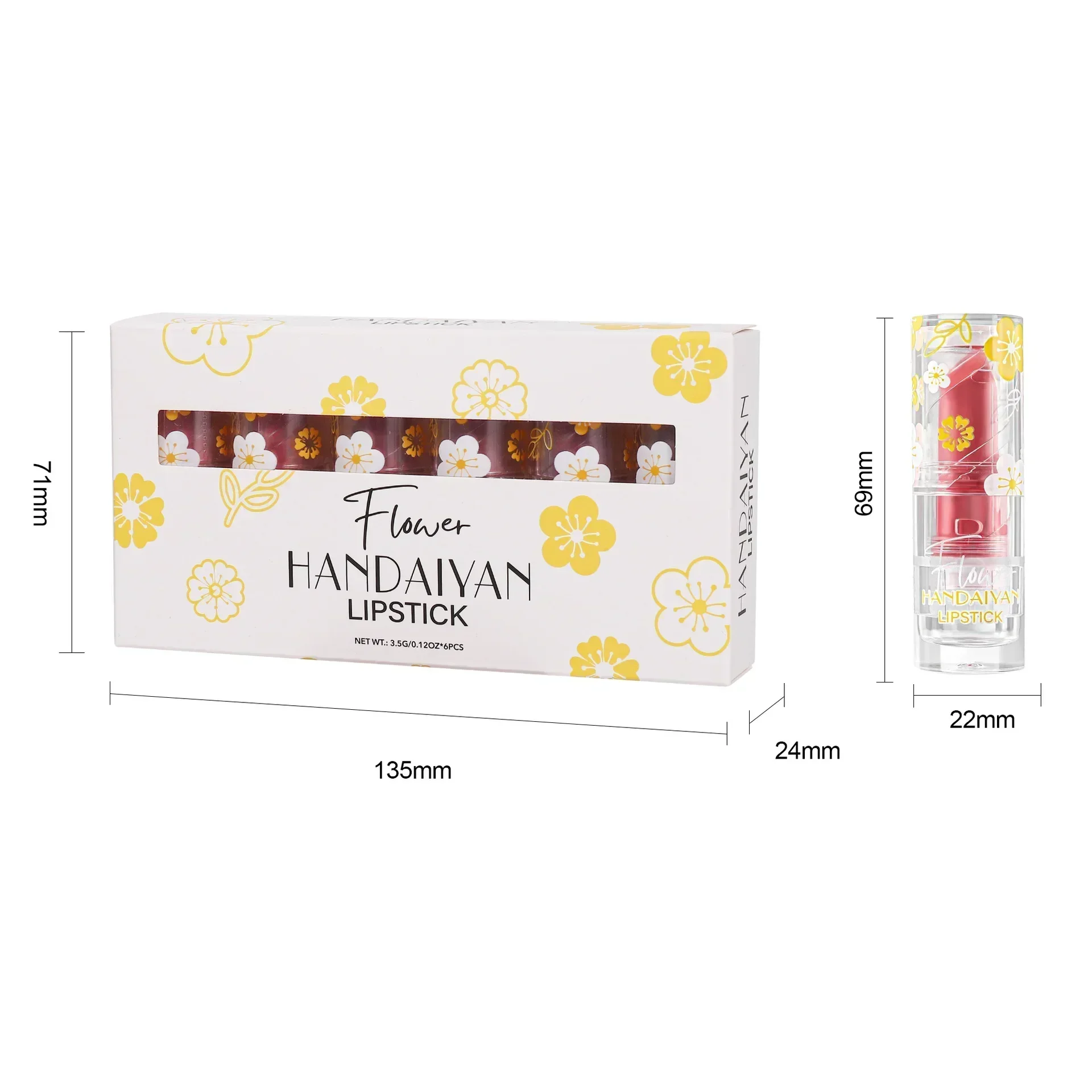 مجموعة أحمر شفاه مخملية غير لامعة مكونة من 6 قطع من HANDAIYAN خفيفة الوزن وتأثير ناعم ومرطب طبيعي ومقاومة للماء وسهلة الاستخدام مجموعة أحمر الشفاه 21 جرام