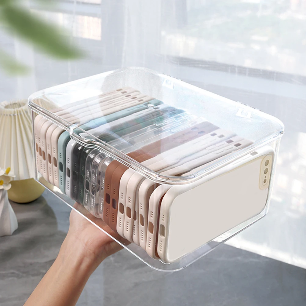 

Storage Box Phone Case Accessories Organizer Clear Plastic Desk Tidy Container Home Office School Use Multi