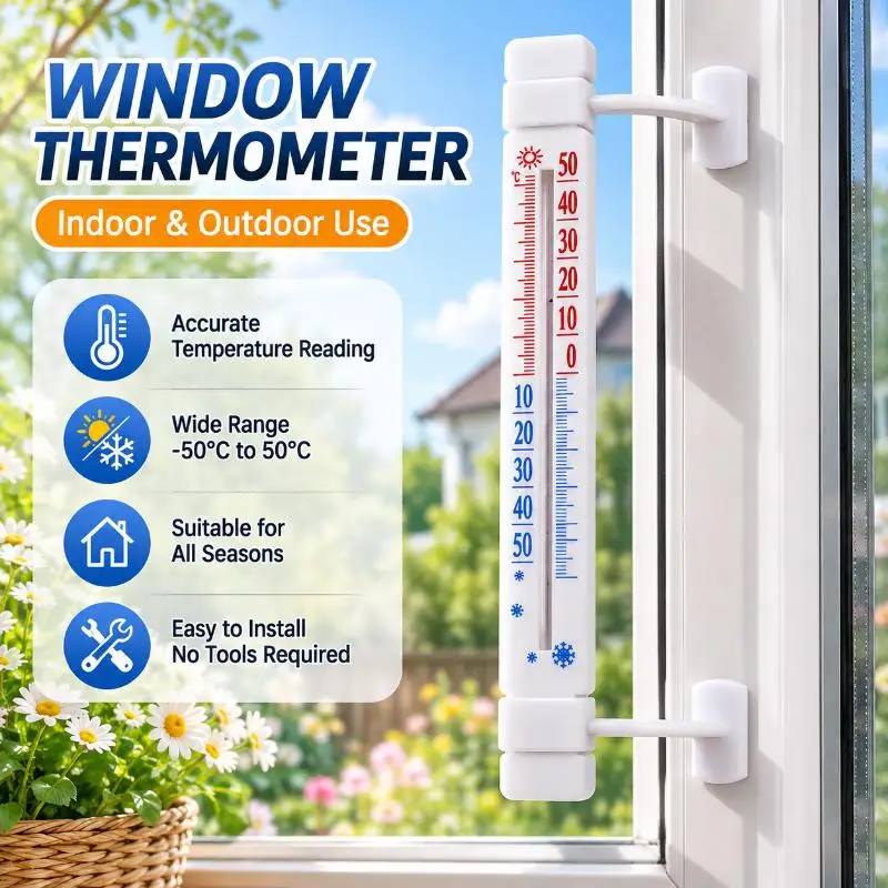 Window Self Adhesive Wall Mount Temperature Gauge For Indoor Outdoor Home Greenhouse Garden Use