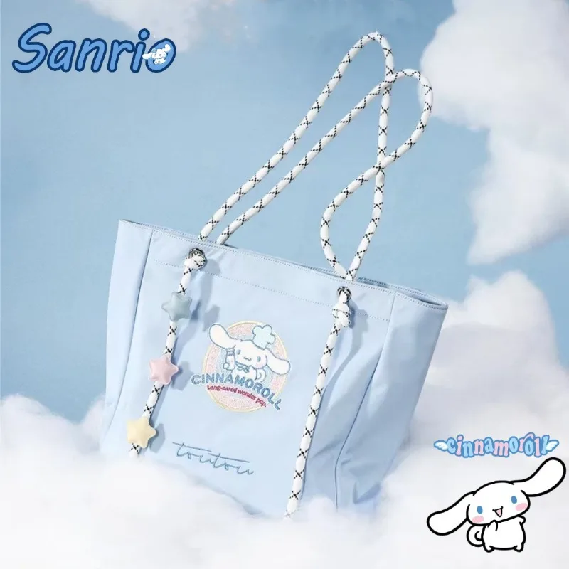 

​​​​Sanrio Cinnamoroll Sky Blue Tote Bag Kawaii Canvas Shoulder Purse Cute Sanrio Crossbody Organizer for Girls​​ Ins Aesthetic