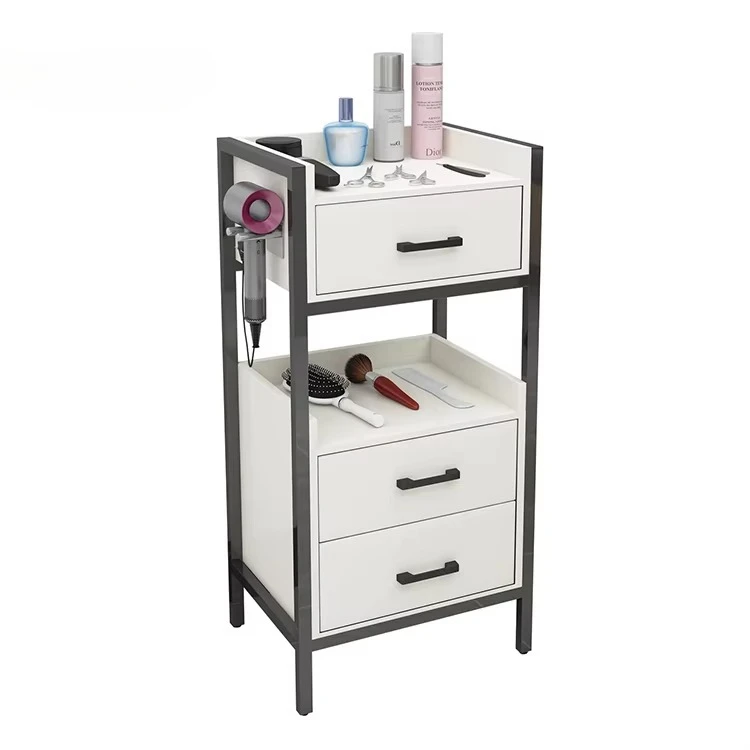 خزانة صالون الشعر من Beauty SPA ذات أدراج ذهبية وردية مع عجلات