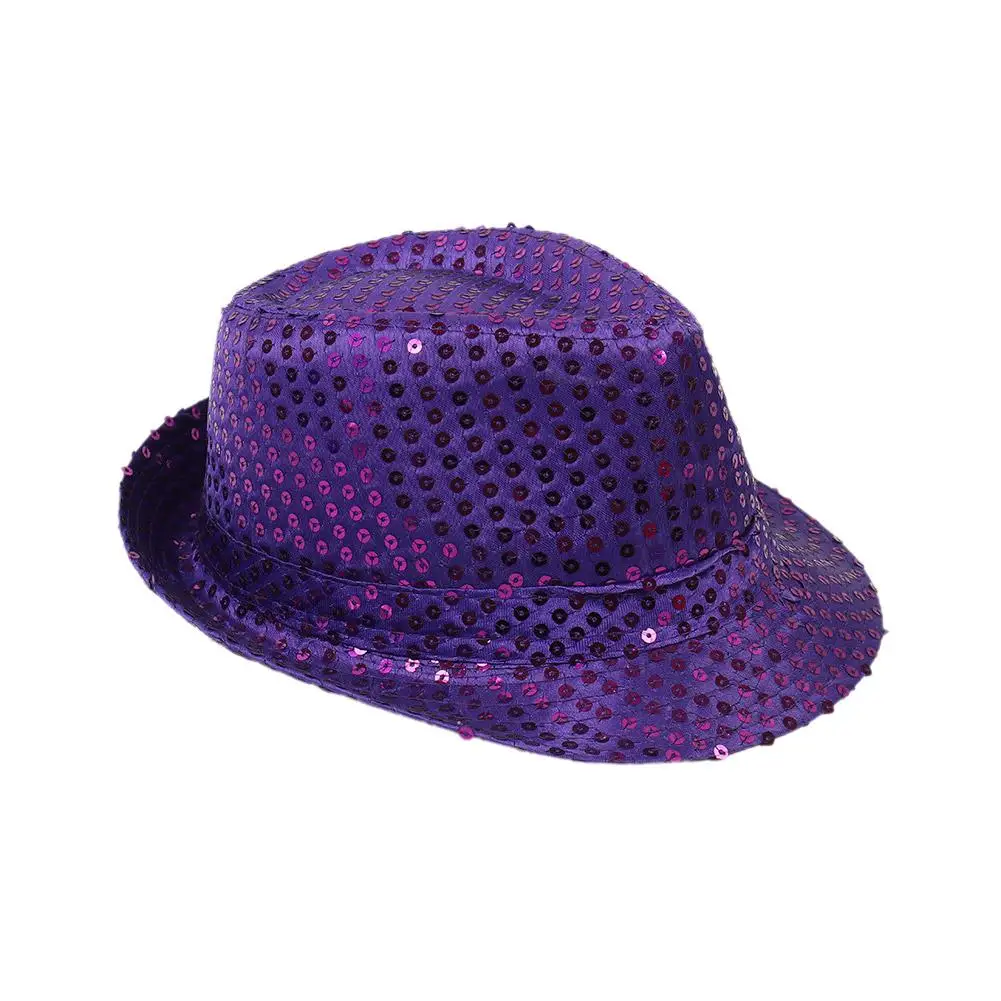 Sombrero de Jazz de Hip Hop Unisex, gorros de vaquero con purpurina para espectáculo de lentejuelas, disfraz de actuación, cuentas brillantes, payaso, mago