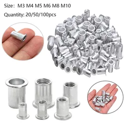 20 Stuks 50 Stuks 100 Stuks Aluminium Rivnut Legering Rivnut Platte Kop Schroefdraad Klinknagel Insert Nutsert Cap Klinknagel moer M3 M4 M5 M6 M8 M10