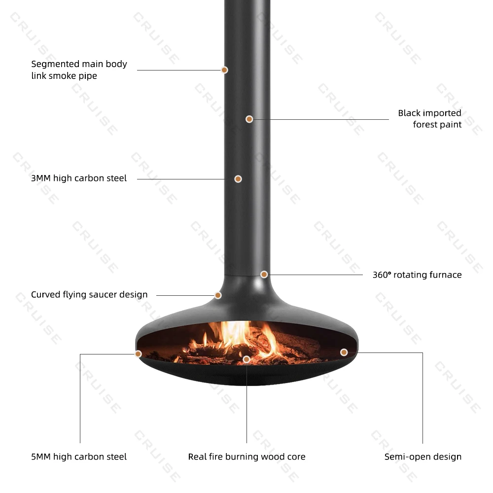 Decorative Furniture Hanging Fireplace 800mm Alcohol Core Roof Mounted Hanging Fireplace - view 5