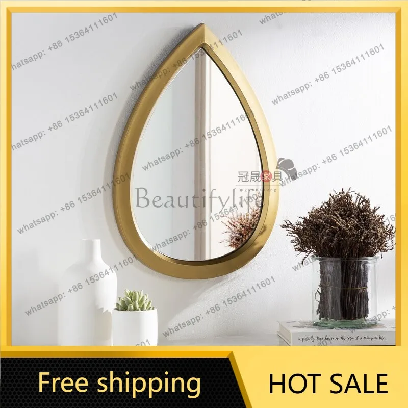 LS retro bathroom bathroom special-shaped vanity mirror French creative bedroom entrance water drop mirror