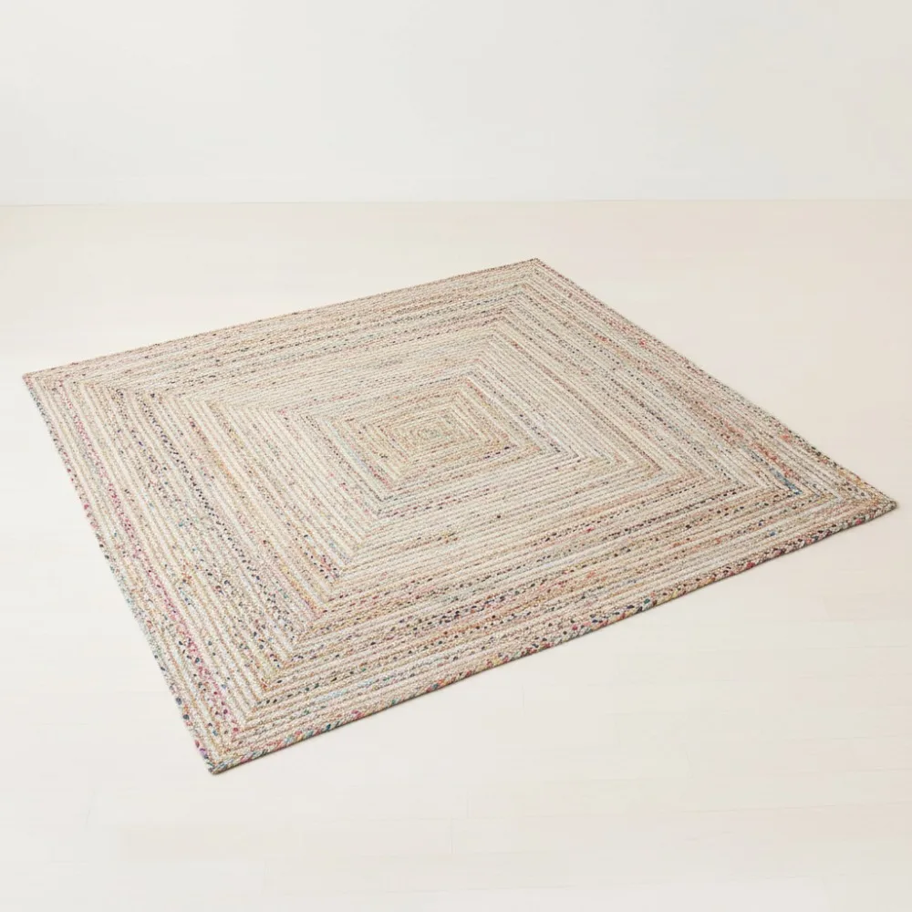 

Handmade Jute Cotton Braided Area Rug 4x6 Beige Multi Coastal Farmhouse Decor