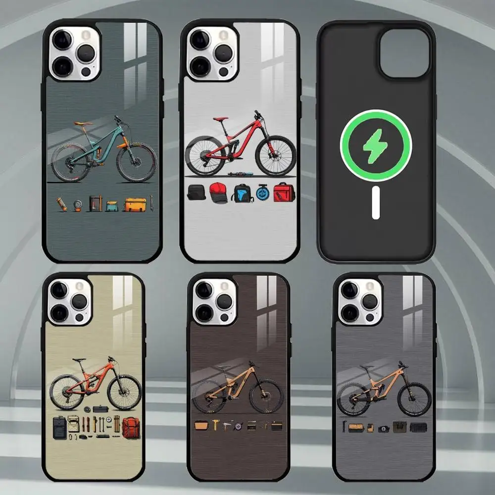 Mountain Bike Bicycle cool Phone Case For iPhone17,16,15,14,13,12,11 Plus,Pro Max Magnetic For Magsafe Wireless Charging