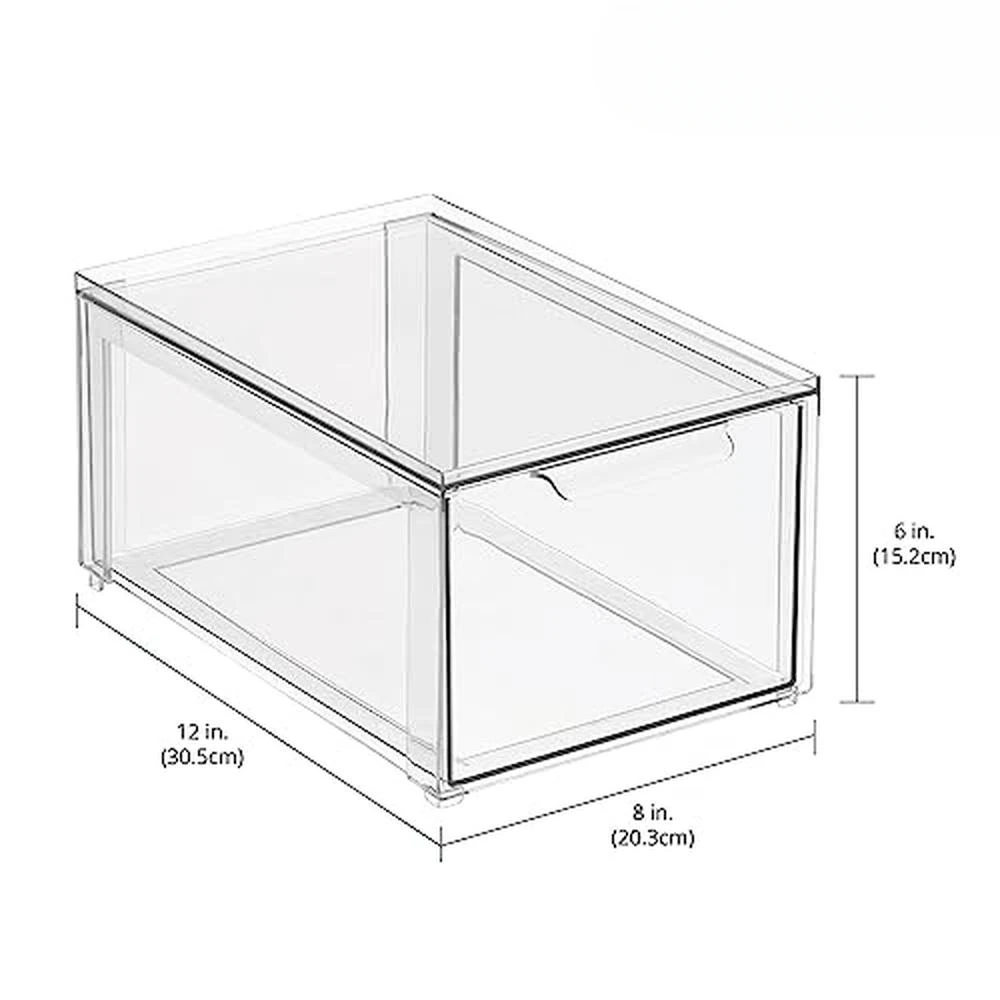 Pantry Organizer Drawer Bins Set Stackable Kitchen Storage Container Cabinet Clear Plastic Bin Fridge Freezer Medicine Vitamins