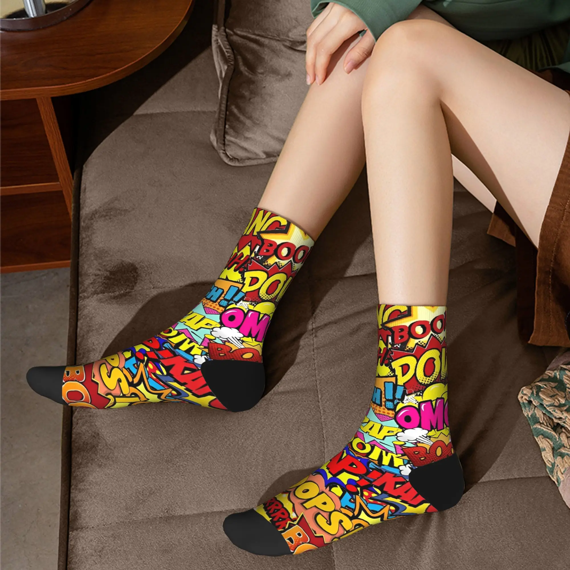 سعيد مضحك الذكور الرجال الجوارب Harajuku بانغ الفن موضة جورب البوليستر سكيت النساء الجوارب الربيع الصيف الخريف الشتاء