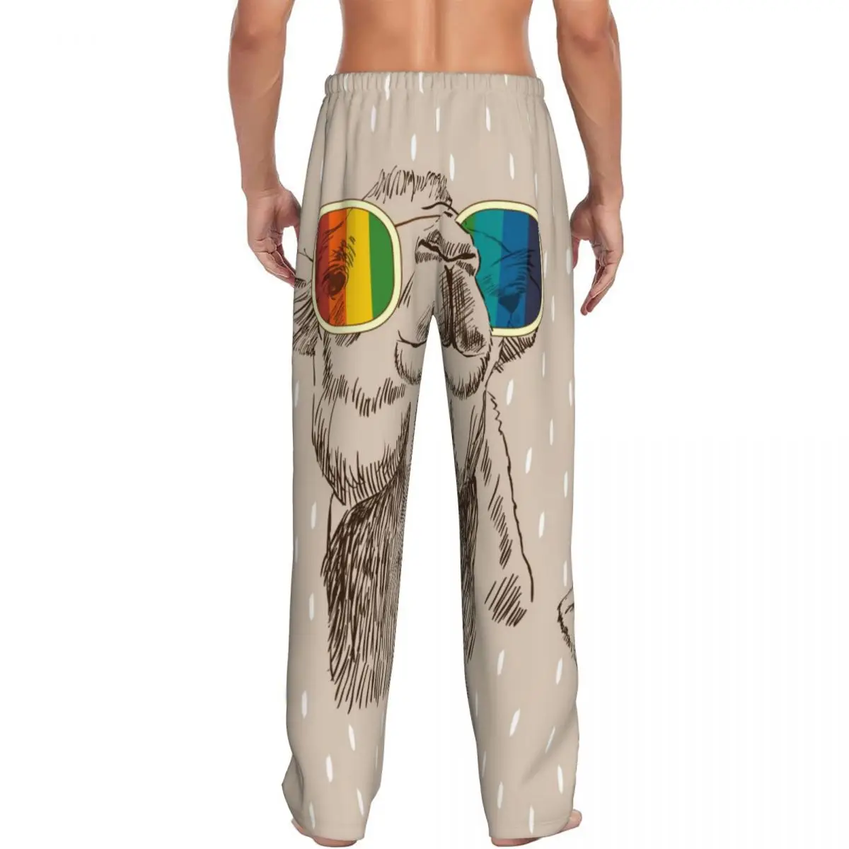 Custom Printed Men's Pajama Pants Retro Camel With Glasses Sleepwear Sleep Lounge Bottoms with Pockets