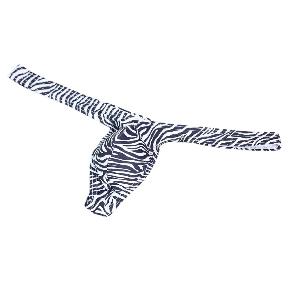 1pc Men Stripe Low Rise Thong Sexy T-back Underwear Bulge Pouch Elastic Exotic G-string Breathable Gay Sissy Underwear