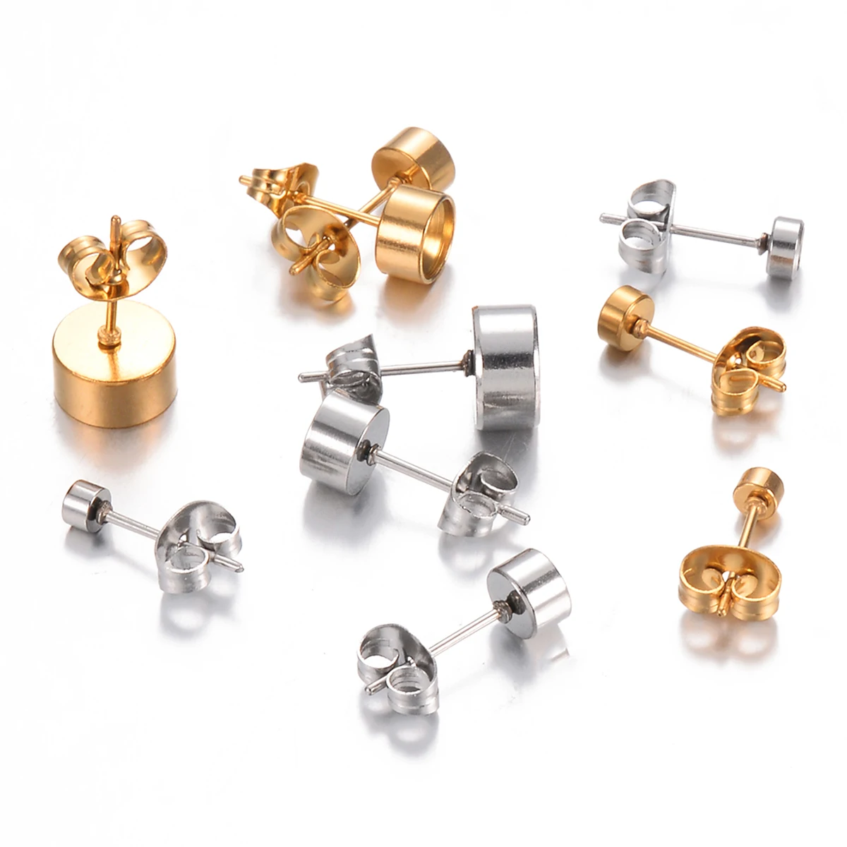 Großhandel 30 Stück/lot Edelstahl Blanko-Ohrstecker 3/4/5/6/8mm Basis für Strass DIY Schmuck – Detail 3