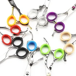 10Pc Matte Hairdressing Scissors Finger Ring Pet Scissors Professional Finger Ring Color Silicone Handle Rings for Barber Shears