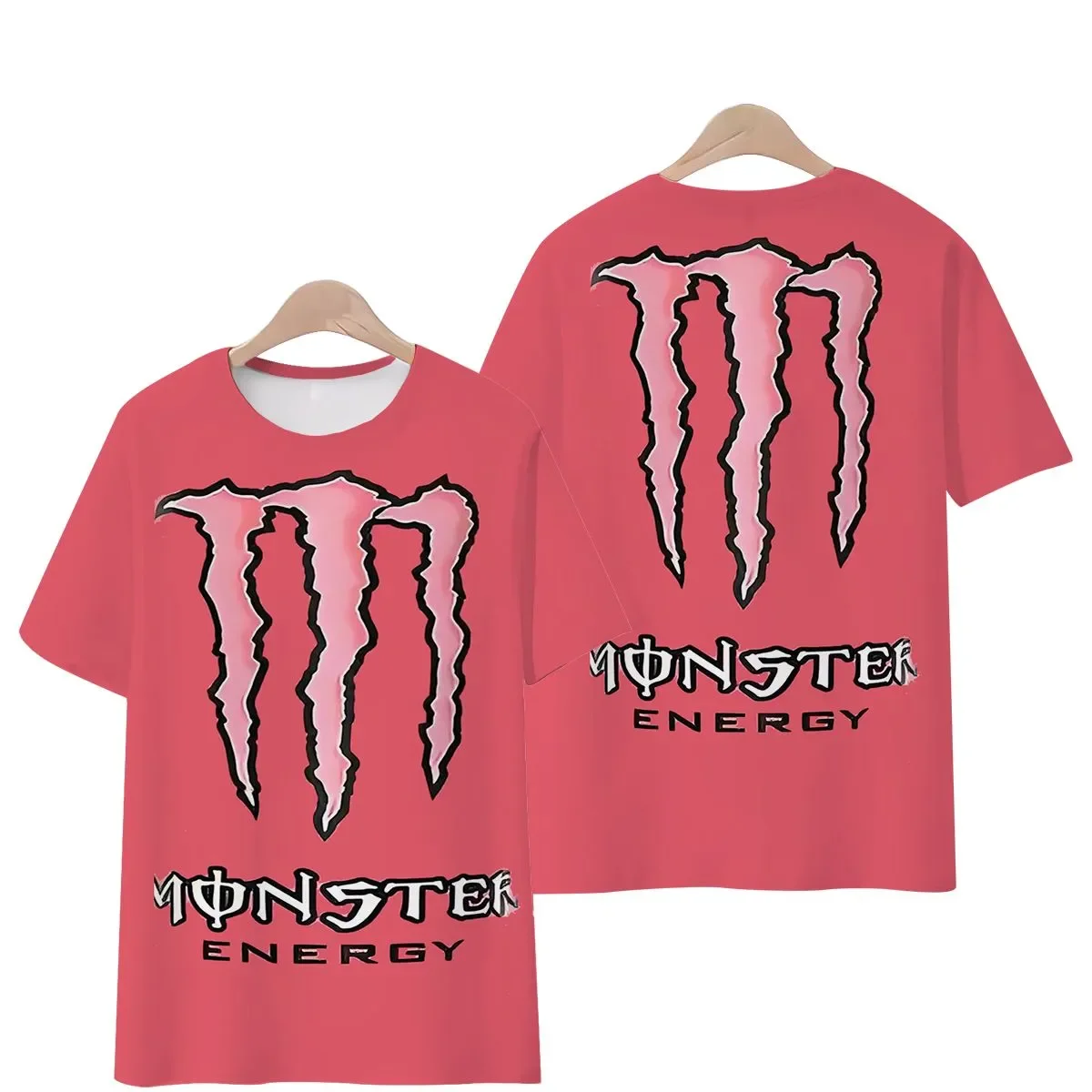 Camiseta de manga corta con patrón de bebida de personalidad energética Magic Claw, estilo de pareja Magic Claw para hombres y mujeres