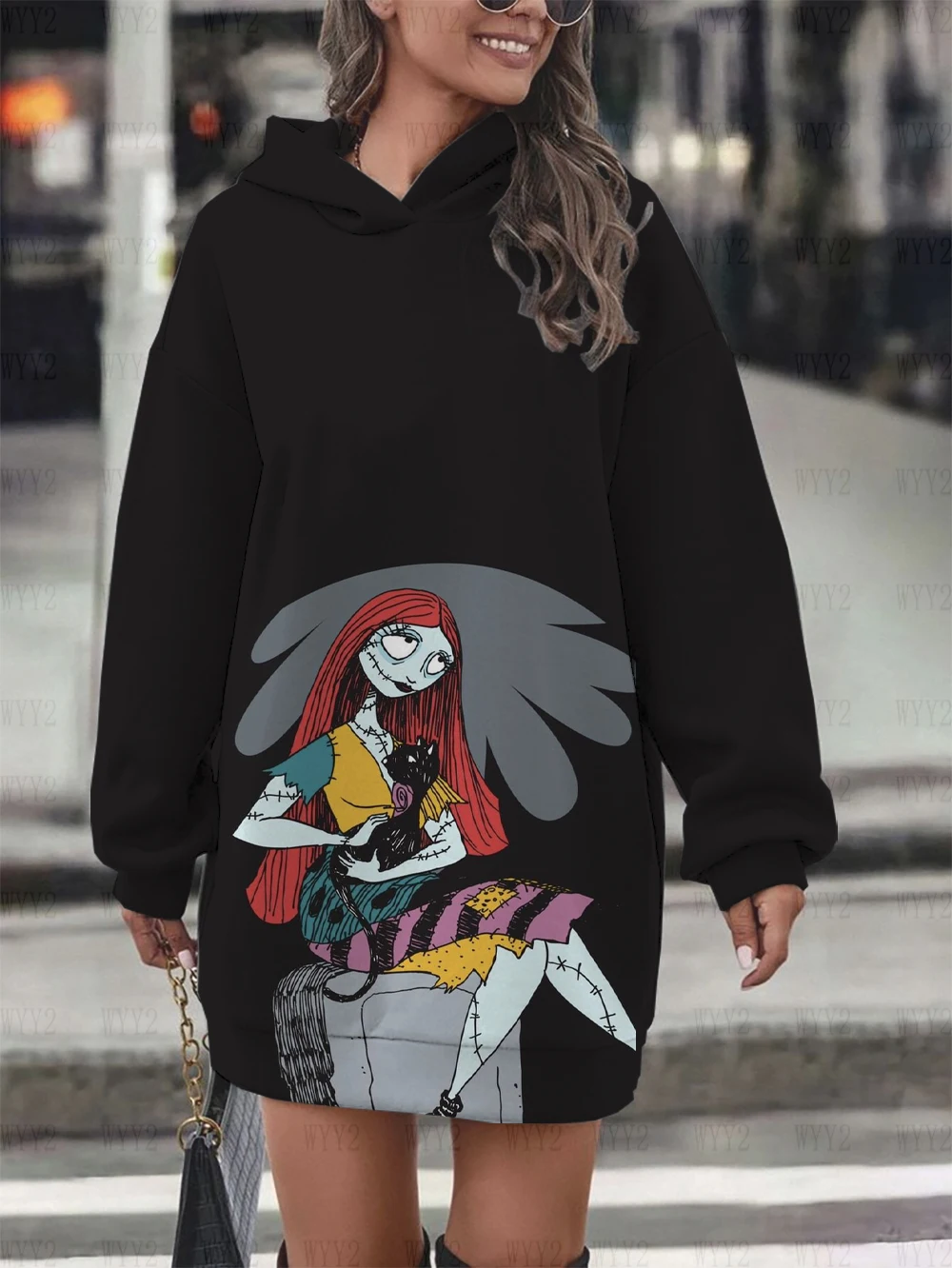 

New Halloween Funny Disney Women's Hoodie Printed Long Sleeve Hooded Pullover Women's Fashion Trend Sweatshirt Sweater