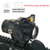 Tactical 3X 5X Prism Scope BDC4 Reticle With M1 3 MOA Reflex Red Dot Sight Fit 20mm Rail Mount for Airsoft Hunting Rifle Wargame