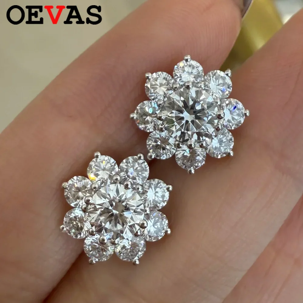 

OEVAS Real 2.8 Carat D Color Moissanite Stud Earrings For Women Top Quality 100% 925 Sterling Silver Sparkling Wedding Jewelry