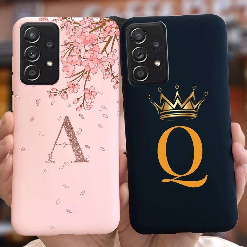 For Samsung Galaxy A52 A52s 5G Case Soft Silicone TPU Fundas Cute Crown Letters Phone Case For Samsung A72 A 72 52 s Capa Bumper