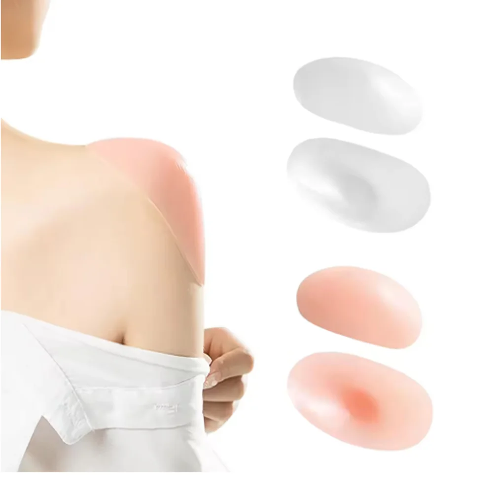 1 paar onzichtbare afneembare ademende siliconen schoudervulling voor dames schouderversterker herbruikbare zelfklevende kleding