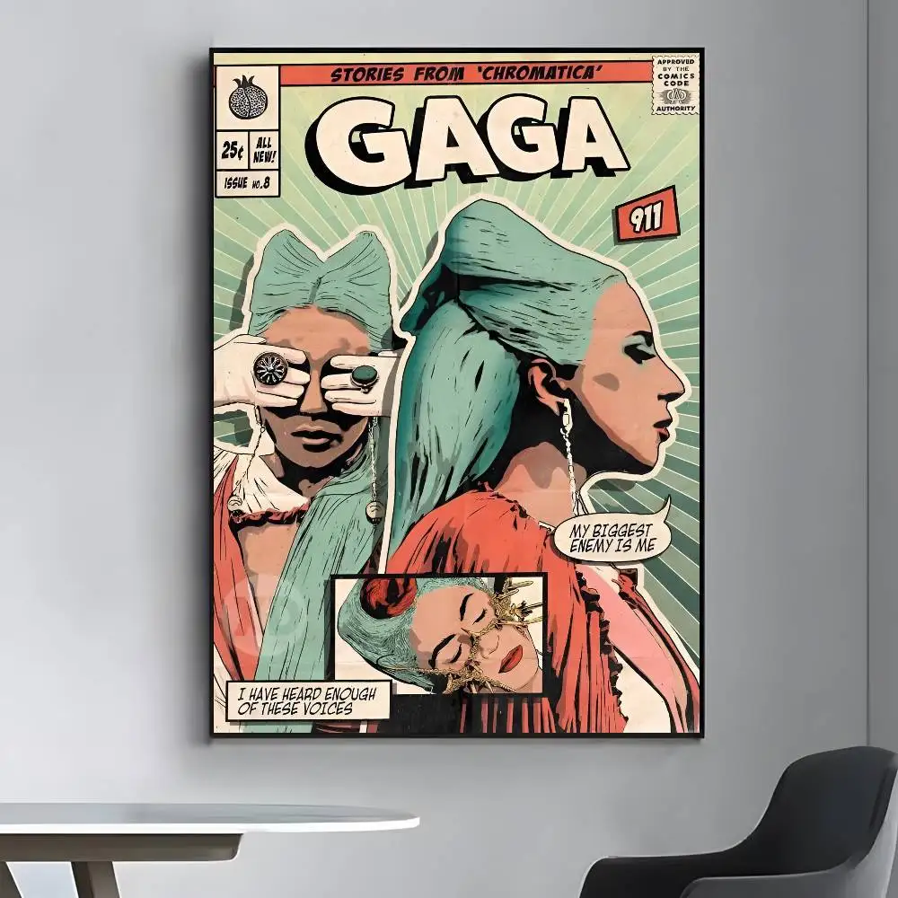 المغني الشهير ليدي غاغا خمر المشارك الفن قماش HD الجمالية ورق الطباعة جدار الفن لغرفة المعيشة بار ديكور المنزل الموضة #4